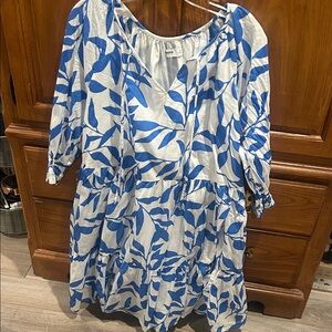 Sonoma Blue and White Long Sleeve Dress